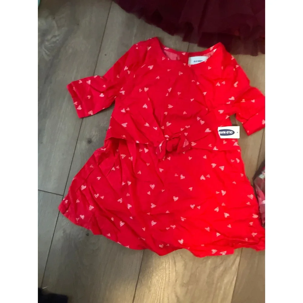 Old Navy Dress Bundle Baby Girl 6-12M Red Pink Tulle Velvet Hearts